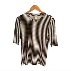 H&M Black & White Striped Top. 3/4 Sleeve